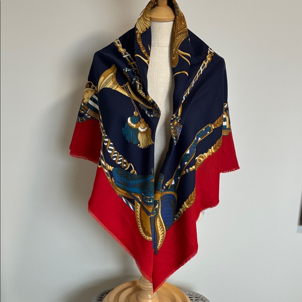 Baroque Horn Print with Rope and Saddle Detail Scarf
